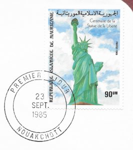 Statue of Liberty Mauritania #584. 1986  FDC with write up.