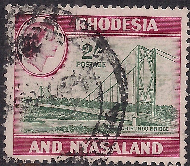 Rhodesia & Nyasaland 1959 - 62 QE2 2/-d Chironda Bridge Used SG 27 ( G1093 )