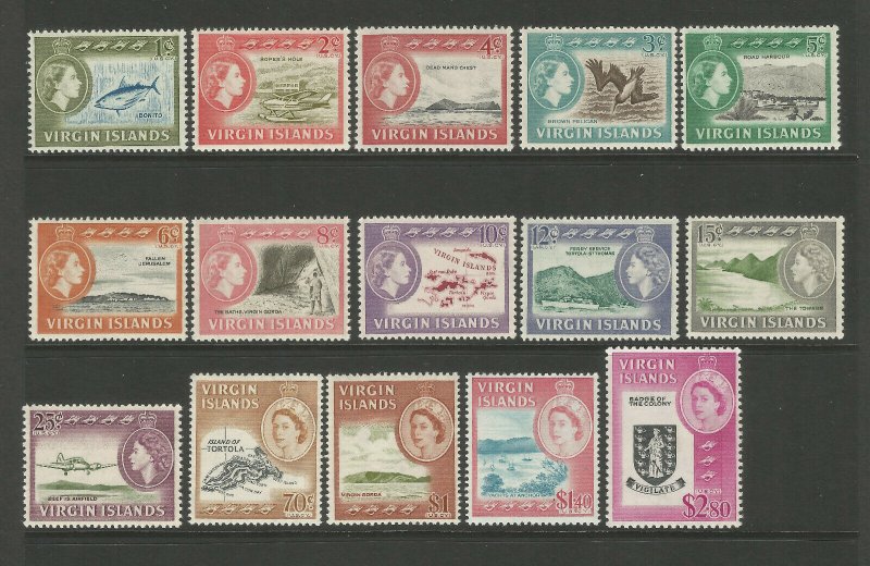 British Virgin Islands 1964 Fresh unmounted mint set SG178-192 Sc144-158 CV £80 