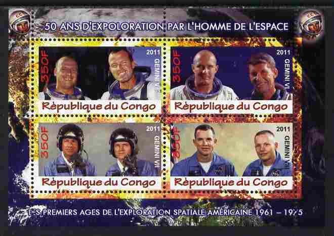 CONGO - 2011 - 1st Man in Space, USA #2 - Perf 4v Sheet - MNH - Private Issue