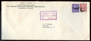 U.S. Scott 823, 807 Prexies on Registered 1944 Ad Cover