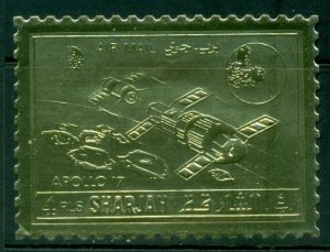 Sharjah 1972 Mi#1060A Space Achievement, Apollo 17 Gold Foil embossed MLH