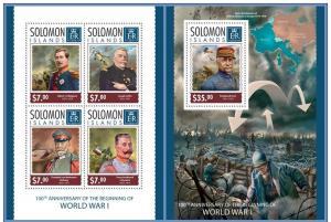 SOLOMON IS. 2014 2 SHEETS slm14320ab WORLD WAR I 1 WW1 WWI 