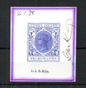 GERALD KING 'ALTERNATIVE LUNDY' 7/6 TELEGRAPHS FANTASY DIE PROOF IN VIOLET