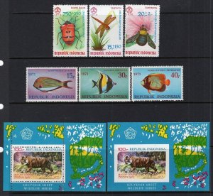 Indonesia 1970-1977 Fauna Insects, Fish, Tiger 3 Better Sets MNH CV$105