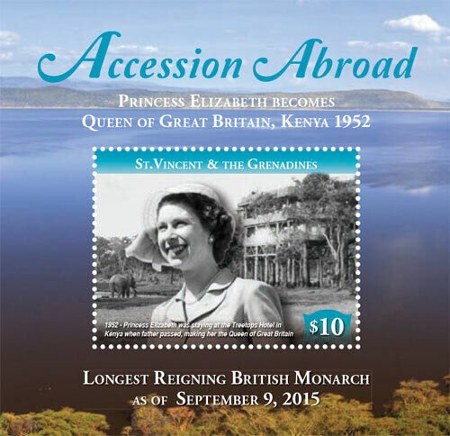 St. Vincent 2015 - Accession Abroad Queen Elizabeth Kenya - Souvenir Sheet - MNH