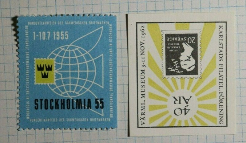 Stockholmia Sweden Intl Stamp Exhibition 1955 Philatelic Souvenir Ad Label MH