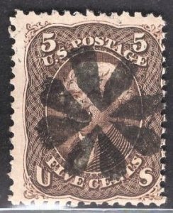 US Stamp#76 5c Brown Jefferson  USED SCV $ $120.00 