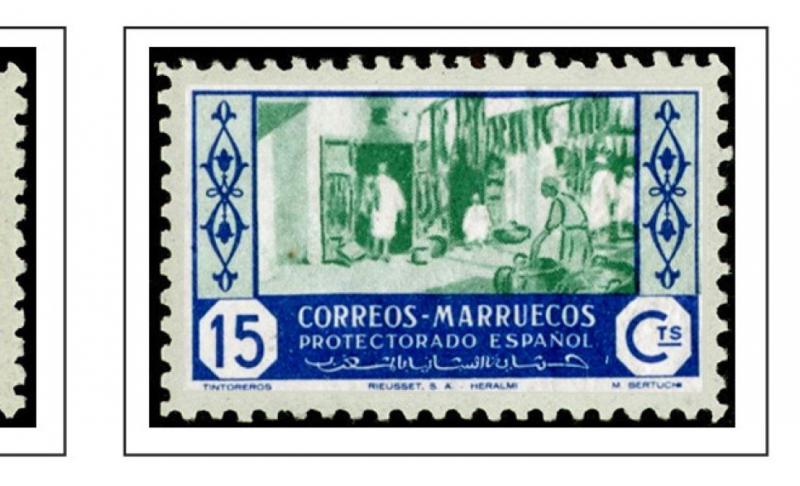 COLOR PRINTED SPANISH MOROCCO 1903-1955 STAMP ALBUM PAGES (45 illustrated pages)