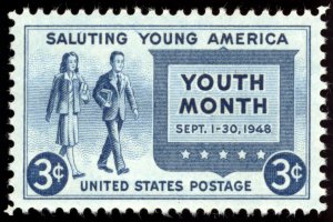 US 963 3c 1948 Saluting Young America PSAG grade 100 NH