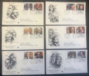 US 3154-3165 pairs Opera Singers Composers Conductors addr PCS cachet six FDC