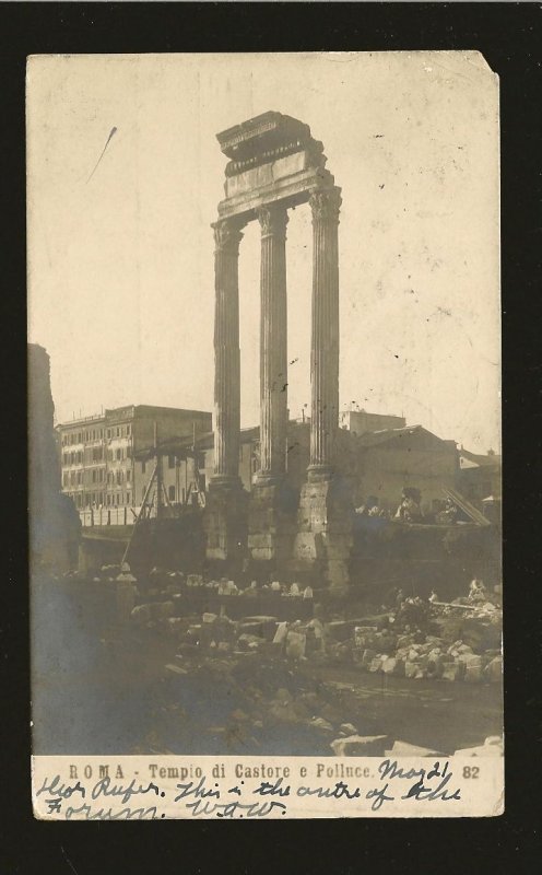 Italy SC#79 on PM 1905 Roma Ferrovia Postcard Used Faulty