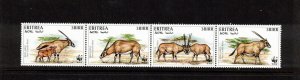 ERITREA Sc 261 MNH STRIP of 1996 - WWF - BEISA ORIX