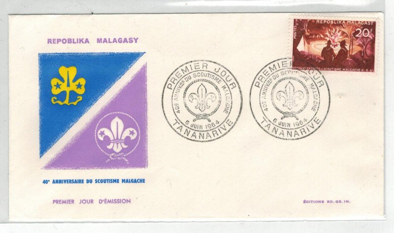 BOY SCOUTS 1964 REPUBLIC OF MALAGASY 40th ANNIV  OF SCOUTING FDC