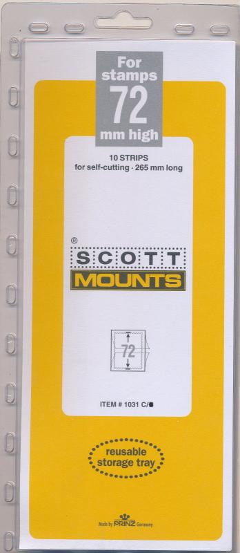 Prinz Scott Stamp Mount 72/265 mm - CLEAR (Pack of 10) (72x265 72mm)  STRIP 1031