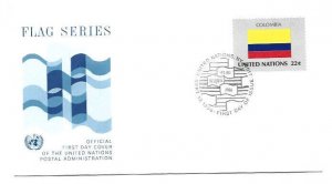 United Nations #492 Flag Series 1986, Columbia, Official Geneva  FDC