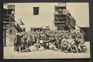 1915 GREETINGS FROM FRANCE WW1 Imperial German Soldiers Feldpost Postcard