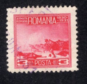 Romania 1931 3 l carmine rose Infantry, Scott 393 used, value = $3.50