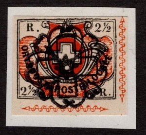 1850, Switzerland 2 1/2c, Used, Sc 1L5, Forgery