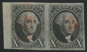 2 Washington Used Margin Pair with Retouched Eye Variety & Alcuri Cert HZ92