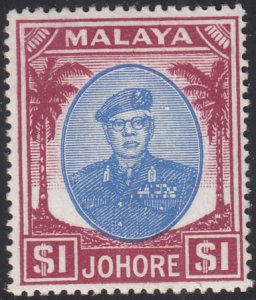 Malaya  Johore 1949-55 MH Sc 148 $1 Sultan Ibrahim