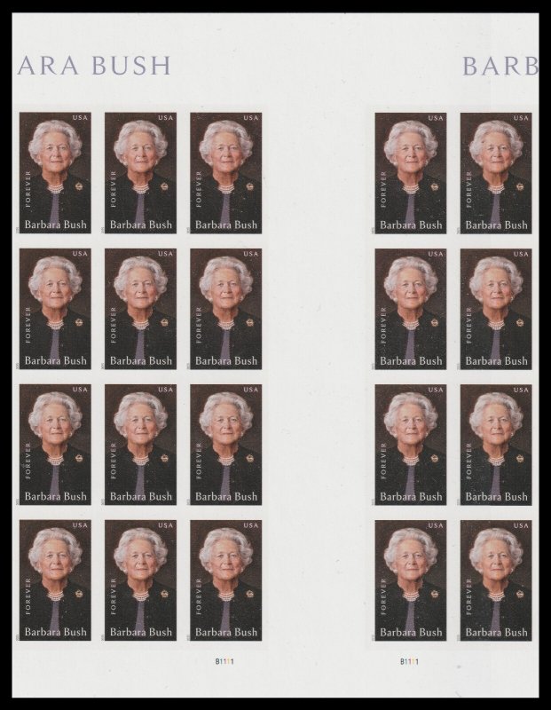 US 6022a Barbara Bush imperf NDC vert gutter block 20 B MNH 2025