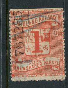 Midland Railway 1887 Parcel Stamp Newspapers 1D Used