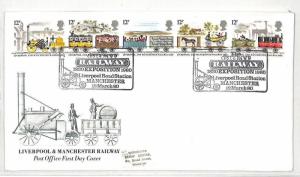 AL212 1980 GB FIRST DAY COVER *Liverpool Road Station* Manchester Railway FDC 