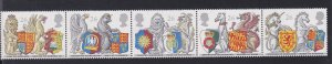 Great Britain # 1800a, Queens Beasts,  Strip of 5, NH, 1/2 Cat.