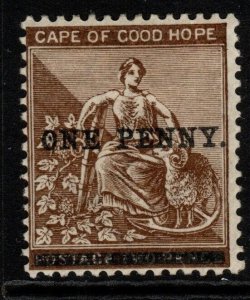 CAPE OF GOOD HOPE SG57a 1893 1d on 2d DEEP BISTRE MTD MINT