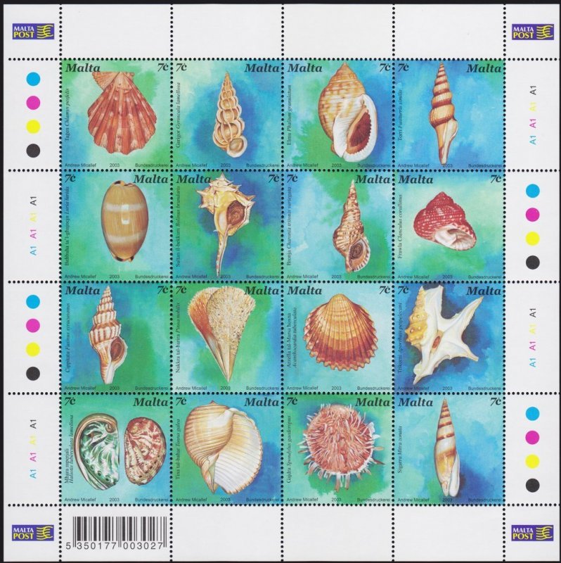 Malta 2003 MNH Stamps Mini Sheet Scott 1135 Sea Shells