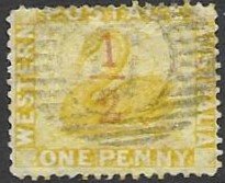 Western Australia 56   1884  one penny Over print 1/2