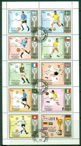 Sharjah 1972 Mi#1142-1151 Jules Rimet Cup, Soccer sheetlet CTO