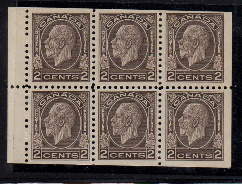 Canada Sc 196b 1933 c brn G V stamp bklt pane of 6 mint