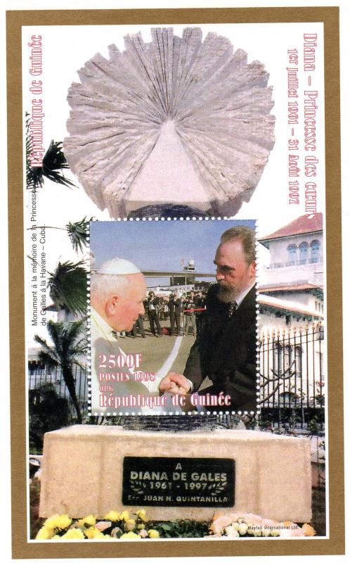 Guinea 1998 Pope John Paul II & Fidel Castro SS Perforated . YT # 127 MNH VF