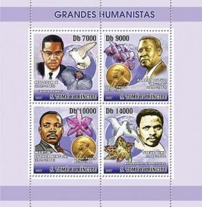 SAO TOME E PRINCIPE 2007 SHEET GREAT HUMANISTS LUTHER KING MALCOLM X st7402a