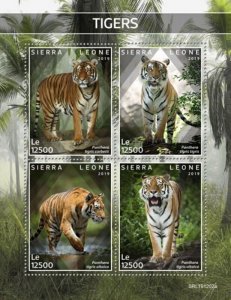 Sierra Leone - 2019 Tigers on Stamps - 4 Stamp Sheet - SRL191202a