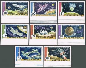 Hungary C287-C294,C295 imperf,MNH.Michel 2547B-2519B.Moon landing,1969.Apollo 11