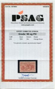 US SCOTT #239 MINT-XF-OG-LH GRADED 90 W/ PSAG CERT SMQ $400 (2/10/23 GP) 