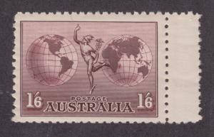 Australia Sc C4 MNH. 1934 1sh6p Mercury & Hemispheres w/ Gutter Margin VF