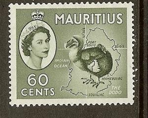 Mauritius, Scott #261; 60c Queen Elizabeth II, Wmk 4, MLH