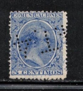 SPAIN Scott # 257 Used - With T.4. Perfin