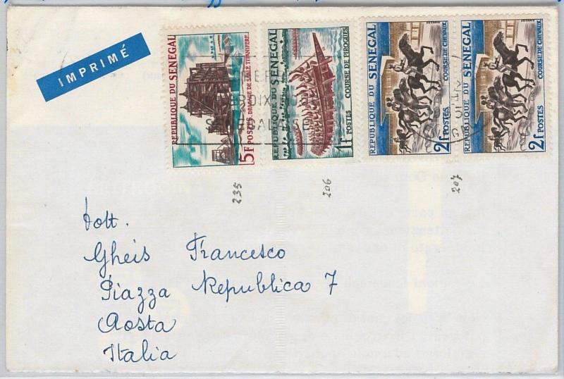 BOATS -  HORSE RACING -  POSTAL HISTORY - SENEGAL : Cover to ITALY 1965