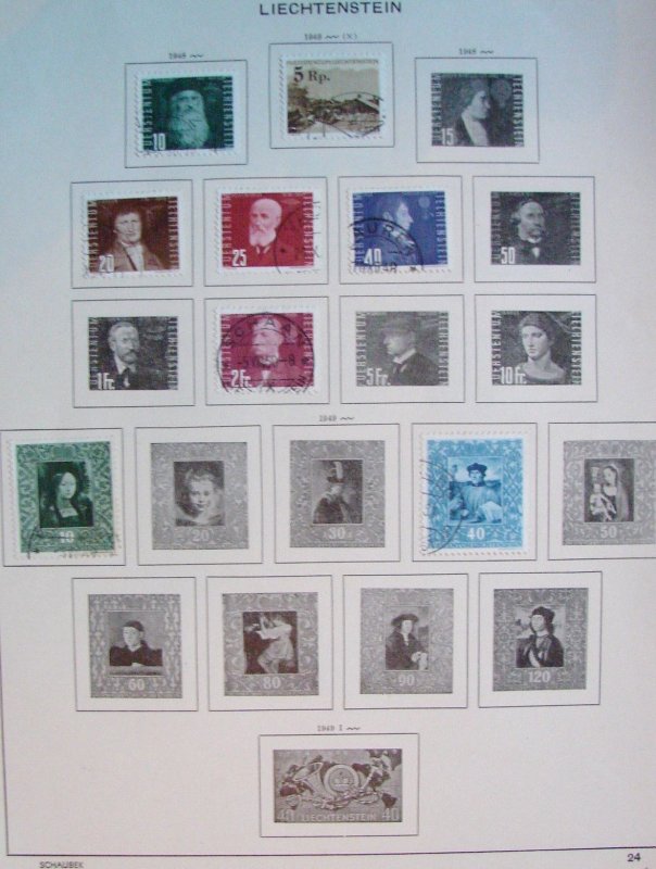 Liechtenstein Collection on Schaubek pages over $1000 Cat Value.  mint 94-107.