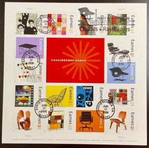 4333 Charles & Ray Eames, Graphic Art & Furniture sheet of 16 FDC 2008