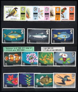 Solomon Islands Stamps # 296-311 MNH VF Scott Value $41.55