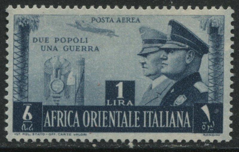 Italian East Africa Mussolini Hitler the 1st 1 lire Airmail mint o.g. hinged