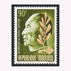 Togo 645, MNH. Michel 654. Konrad Adenauer, Chancellor of West Germany. 1968.