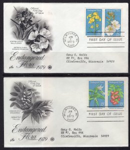 US 1783-1786 Endangered Flora PCS Artcraft Variety Set of Two Typed FDCs