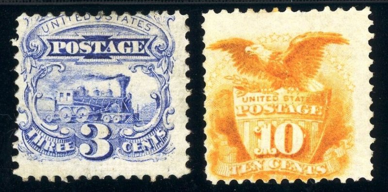 USAstamps Unused FVF US 1869 Pictorial Scott 114 OG MHR, 116 NG SCV $975